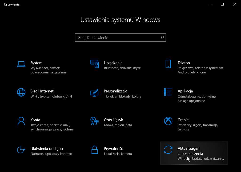 Ustawienia Windows