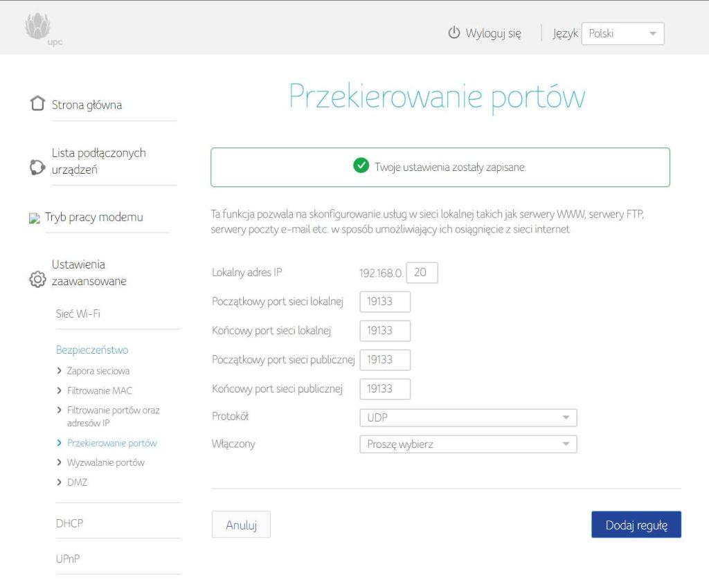 Przekierowanie Portów na Routerze Przekierowanie Portów na Routerze