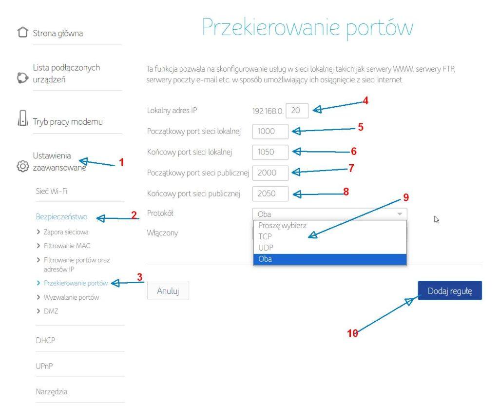 Przekierowanie Portów na Routerze